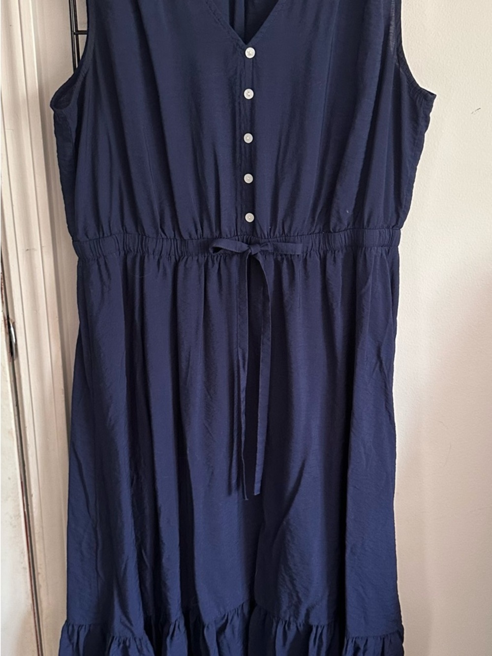 Sonoma Navy Sleeveless Button-Front Midi Dress